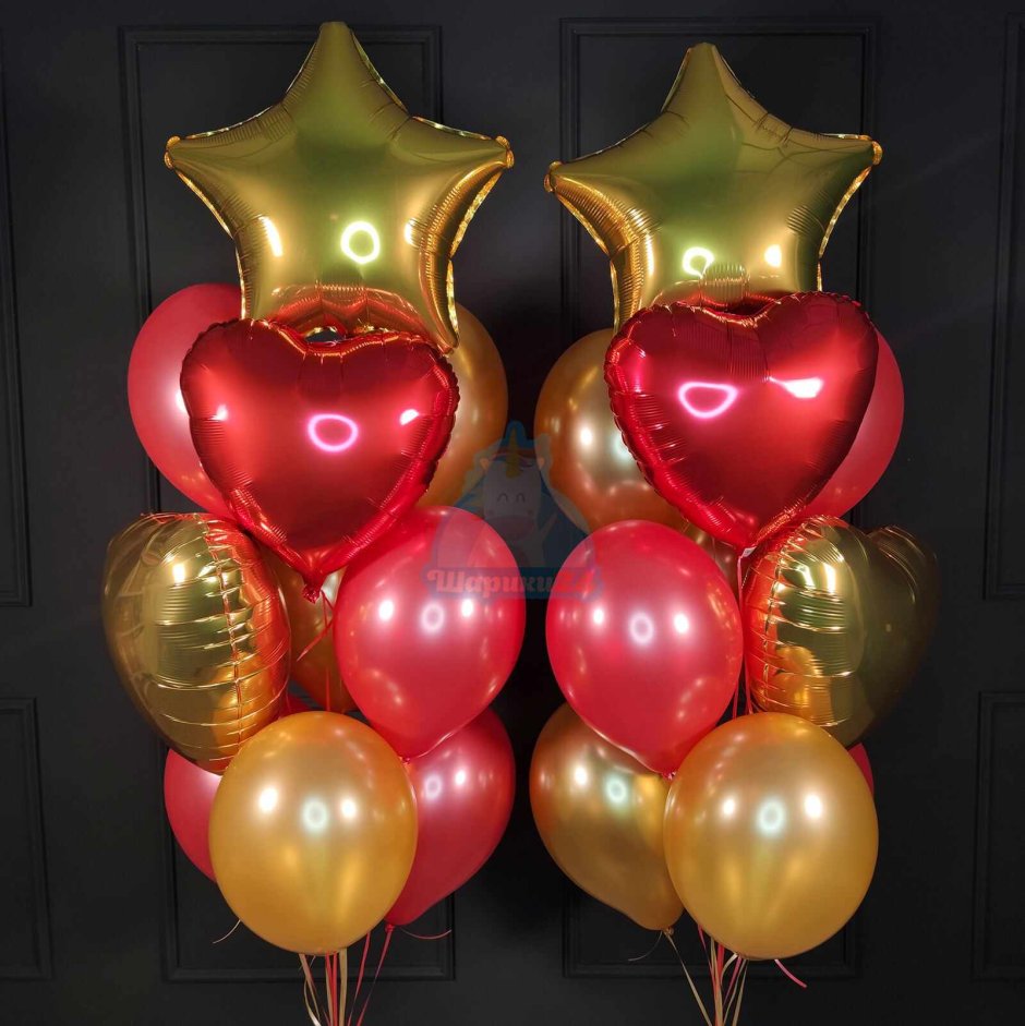 Шары красные с золотом