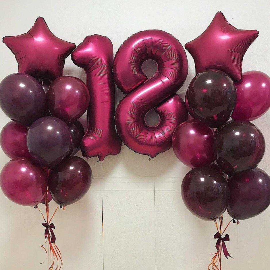 Шары цифры бордовые