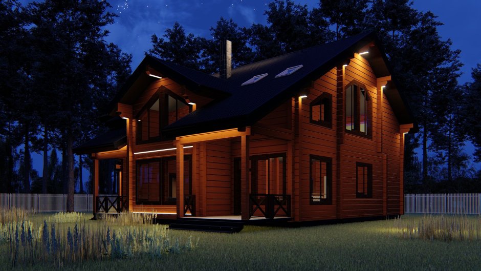 Подсветка дома из бруса