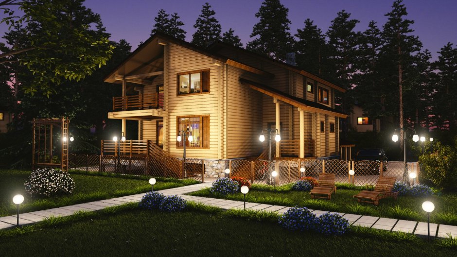 Подсветка сруба