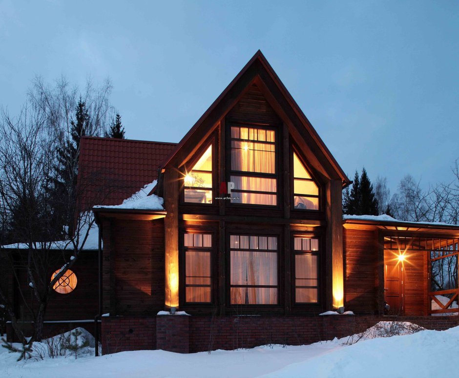 Наружное освещение дома из бруса