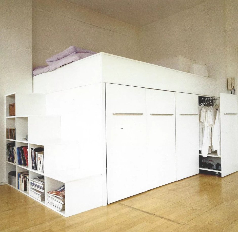 Кровать чердак над гардеробной