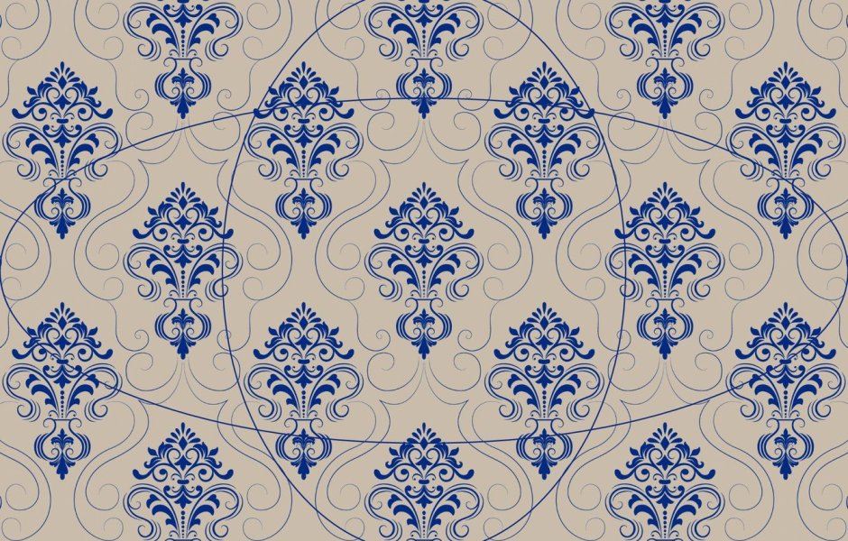 Голубые обои с вензелями