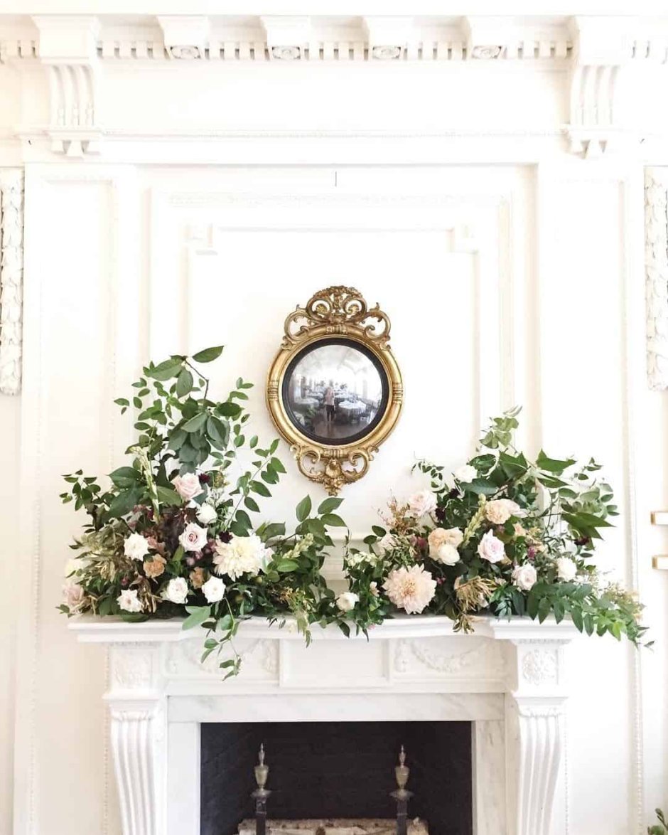 Украшение камина на свадьбу