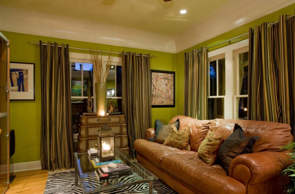 Гостиная в оливковых тонах