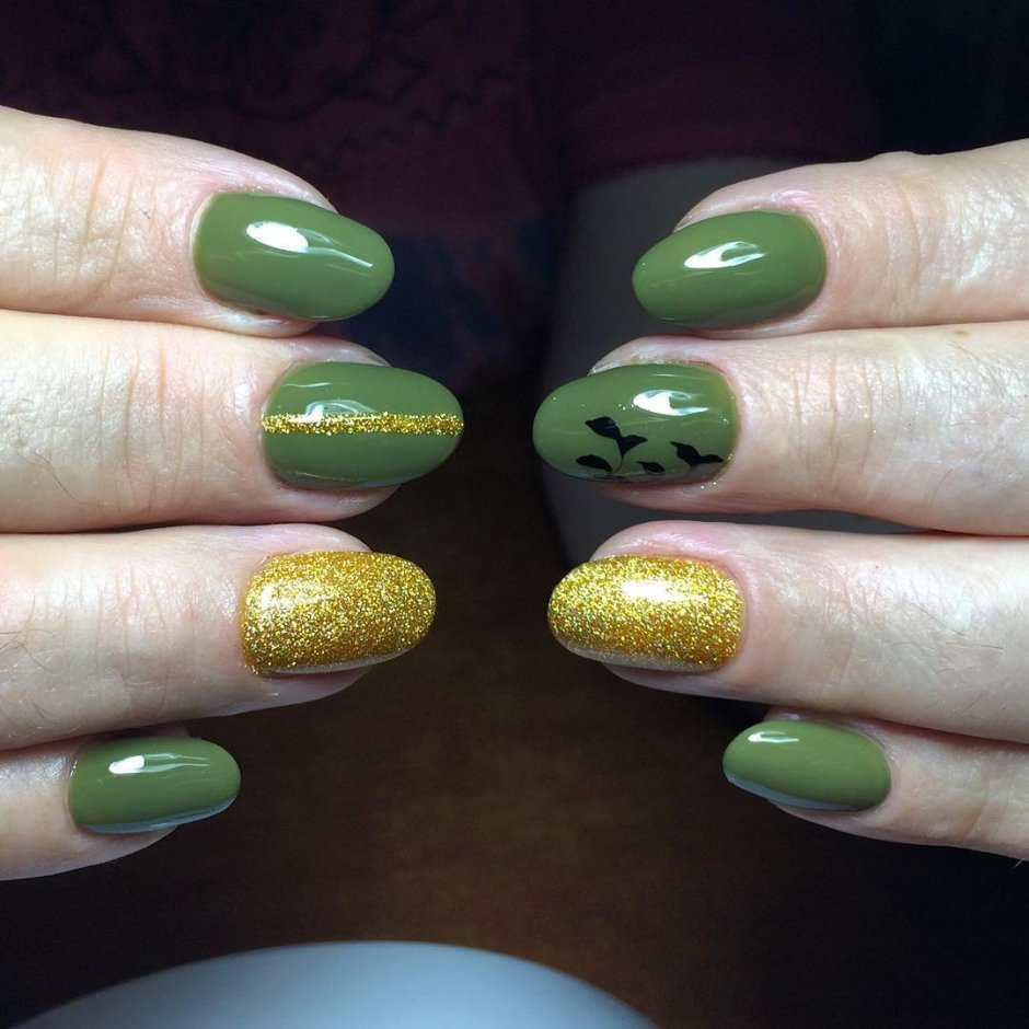 Оливковый маникюр 2022