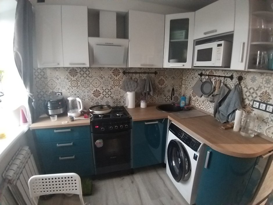 Кухня 6 кв м с холодильником и стиральной машиной