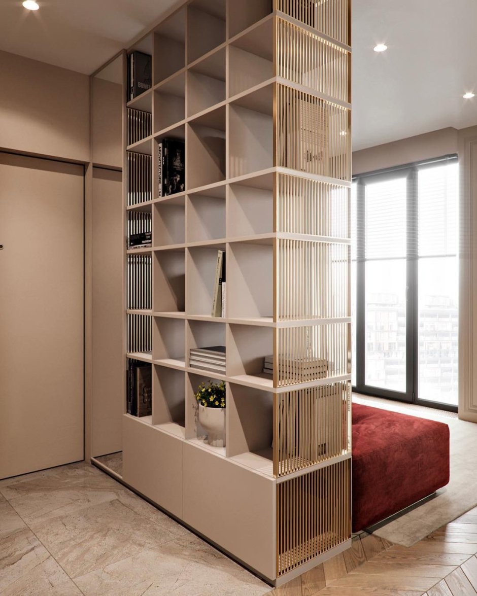 Стеллаж-перегородка для зонирования комнаты