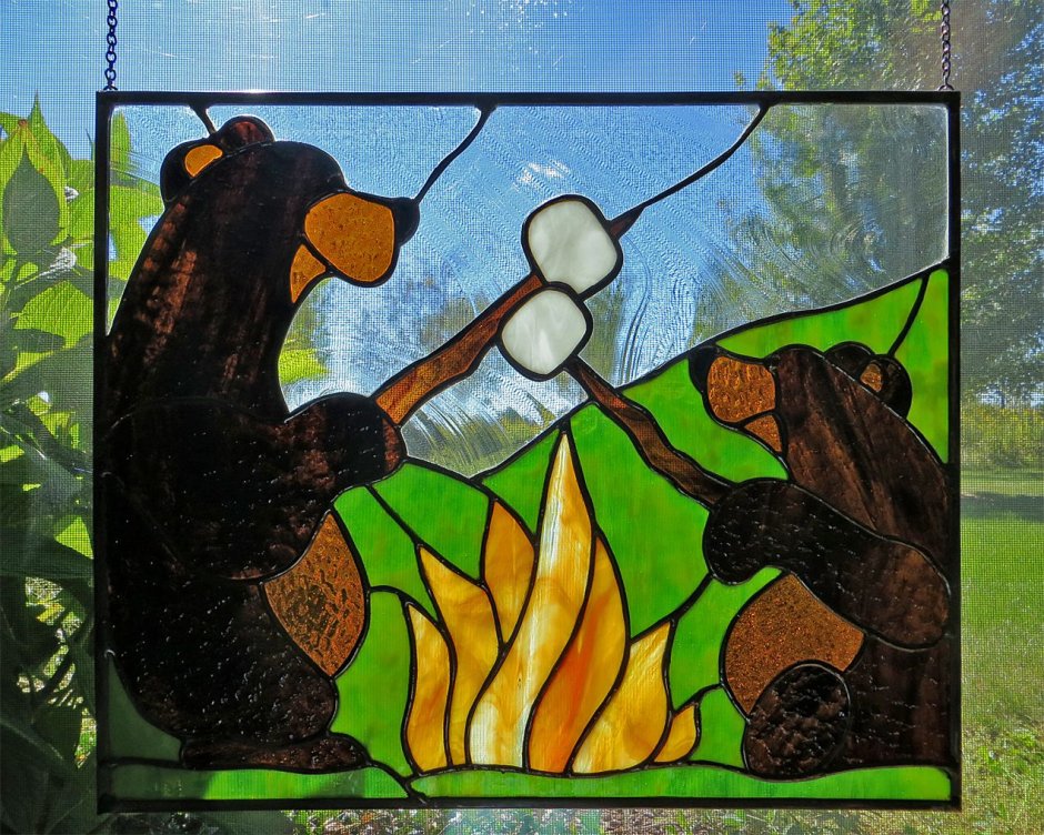 Витраж медведь