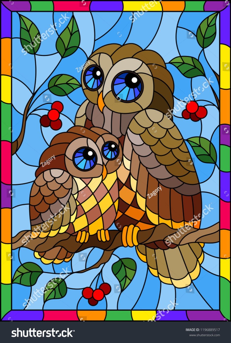 Сова в мозаичном стиле