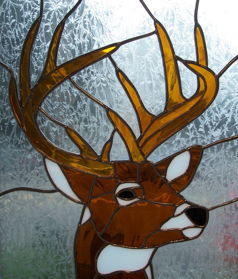 Витраж олень трафарет