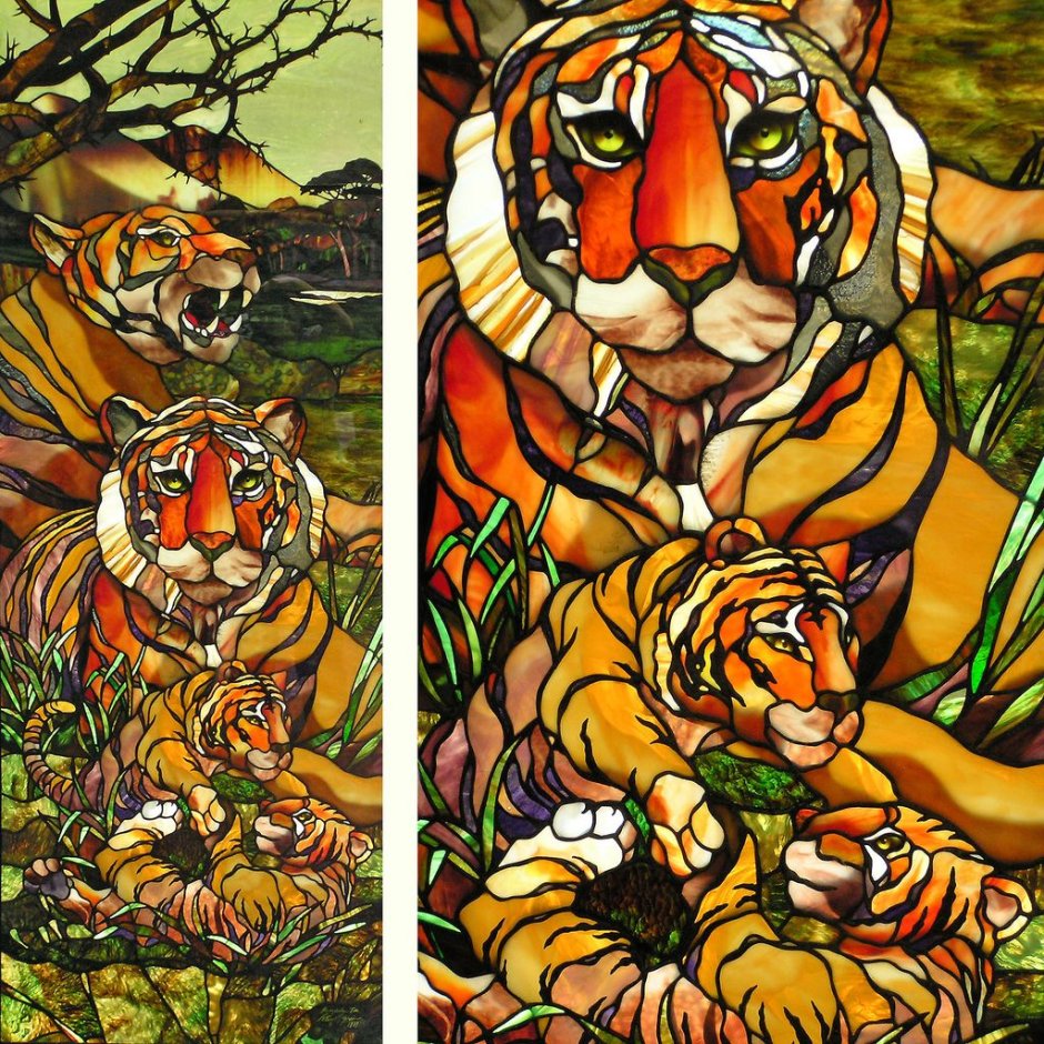 Тигр витраж Тиффани