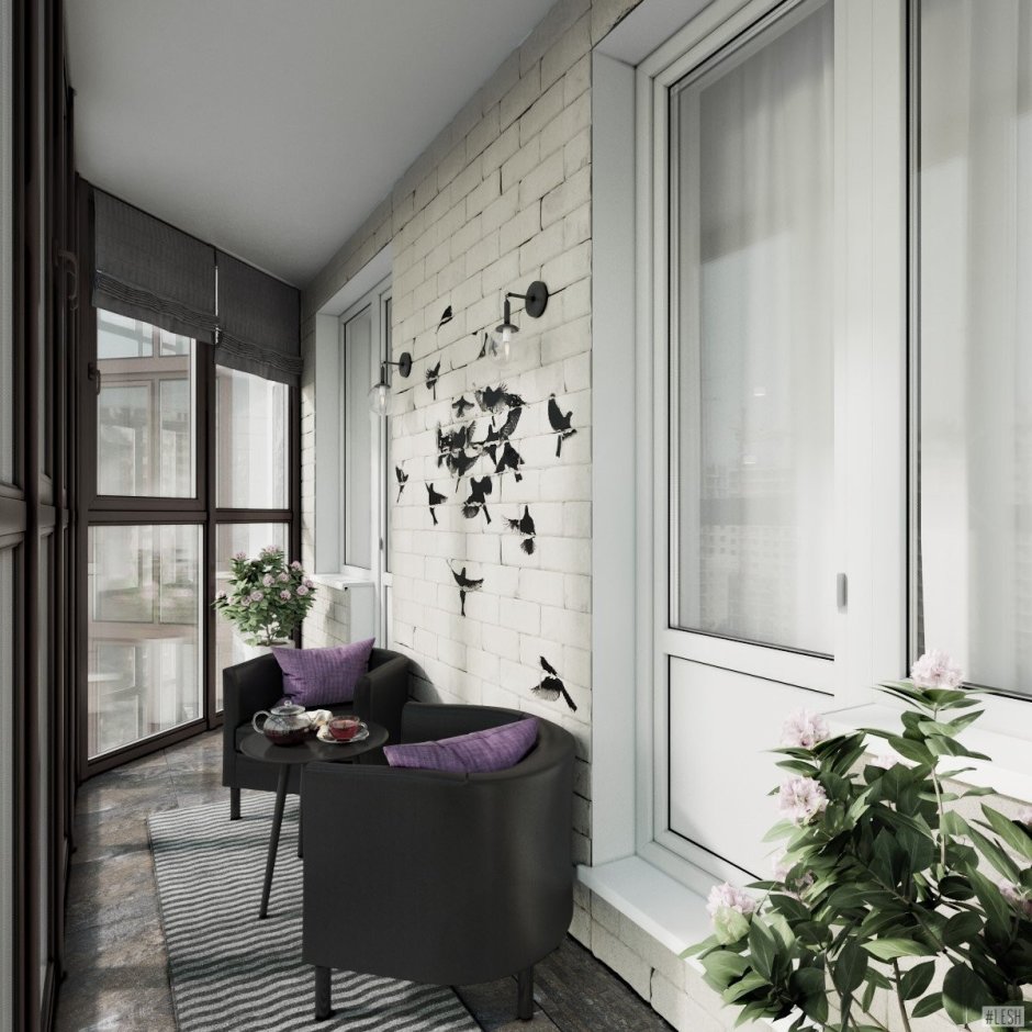 Темный балкон интерьер