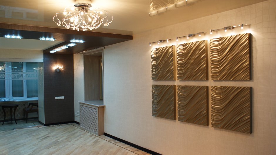 Гипсовые панели в спальне