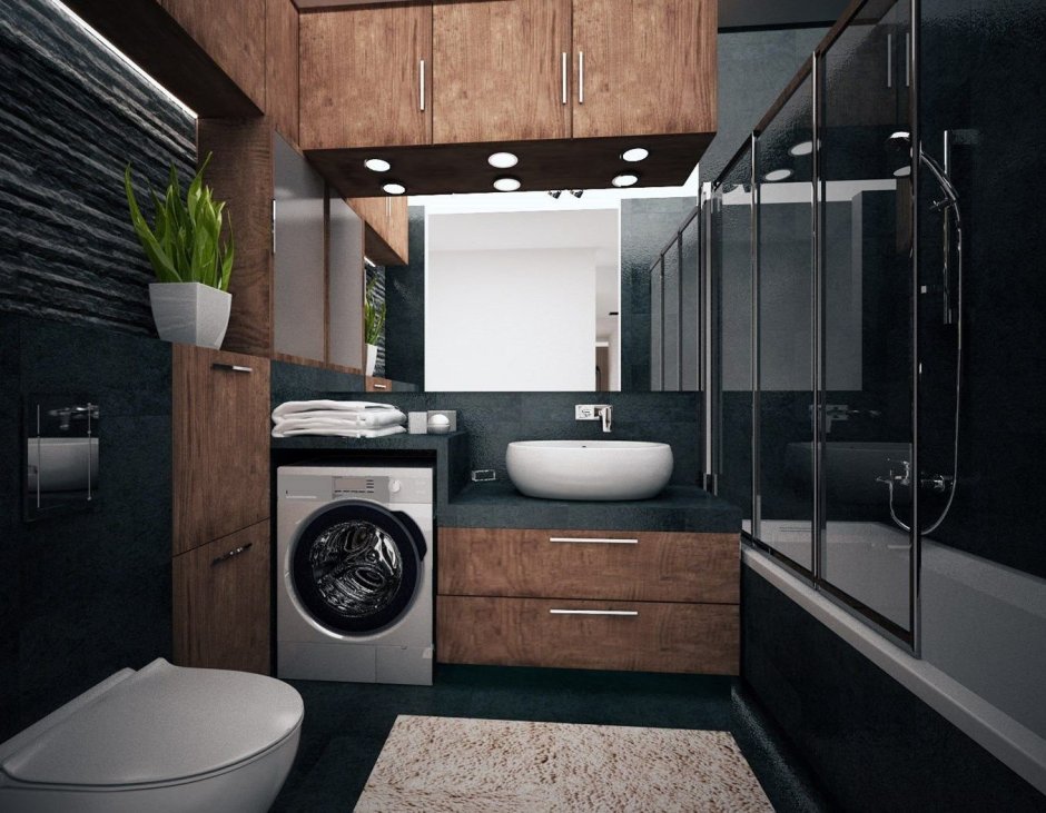 Ванная в стиле лофт со стиральной машиной