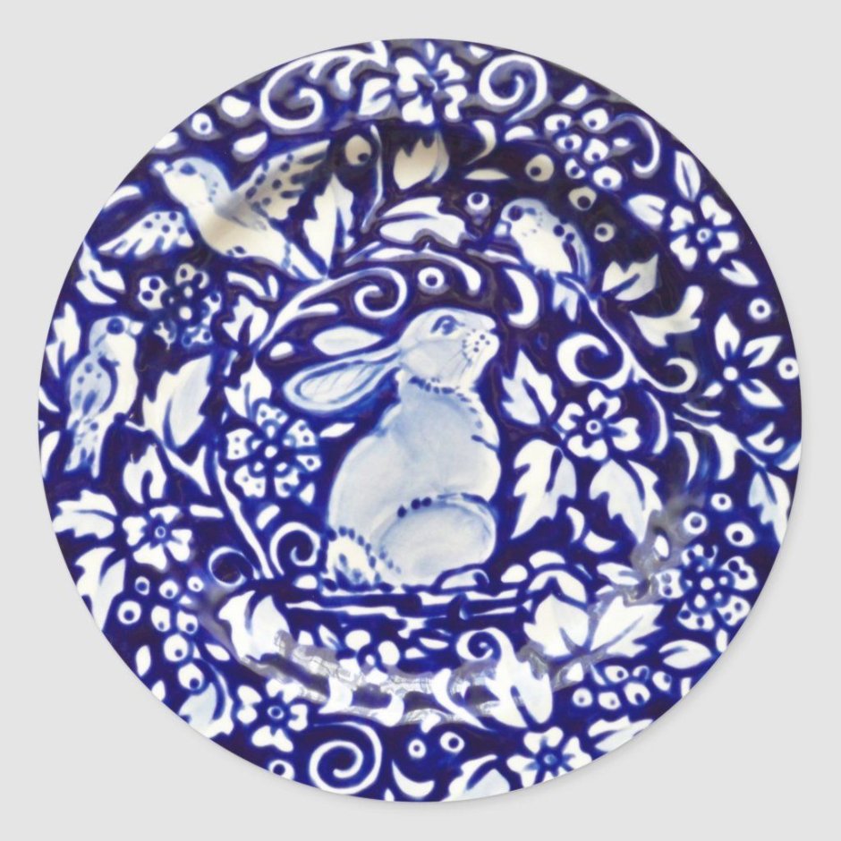 Кролик керамика белый с синим