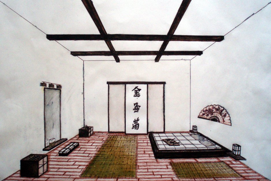 Японский стиль интерьера эскиз