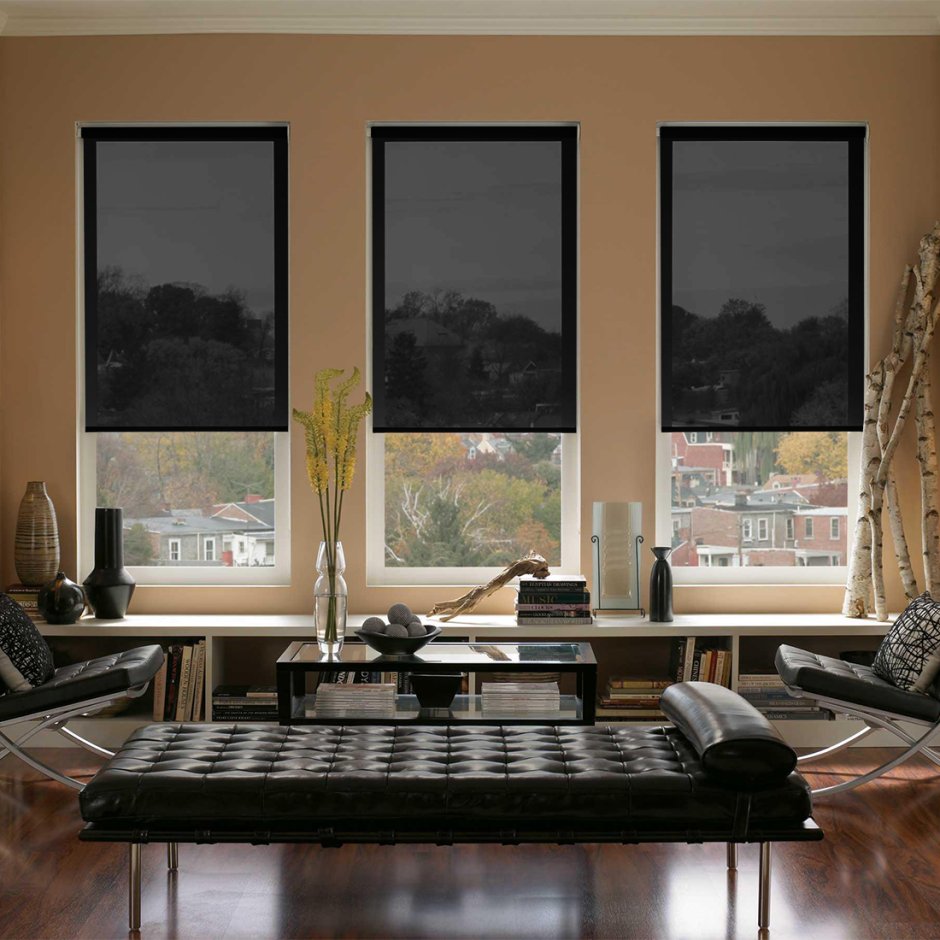 Рулонные шторы на высокие окна