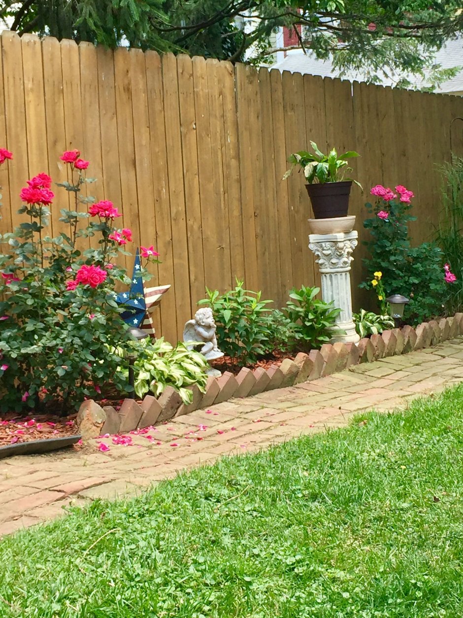 Цветник вдоль забора