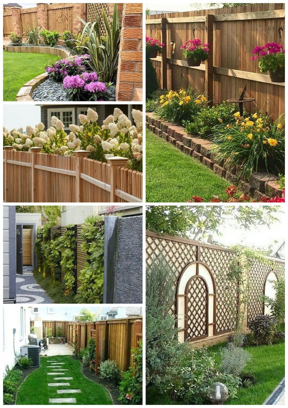 Декоративные грядки вдоль забора