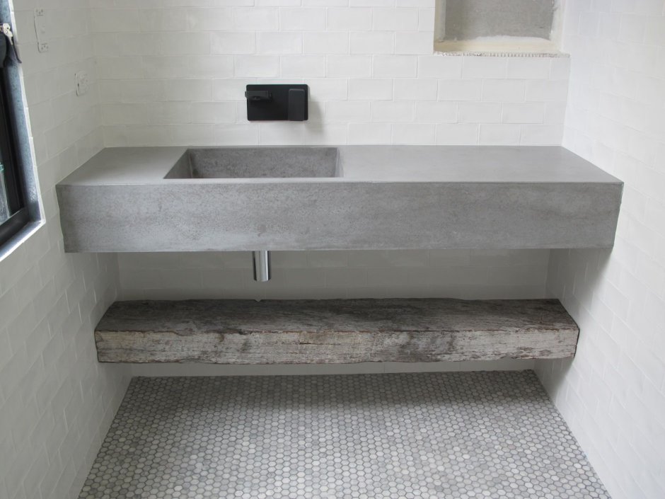 Раковина Ваби Саби микроцемент щелевой слив