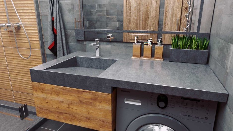 Столешница из бетона с раковиной