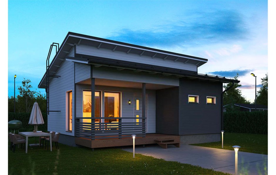 Финский дом Модерн с односкатной крышей