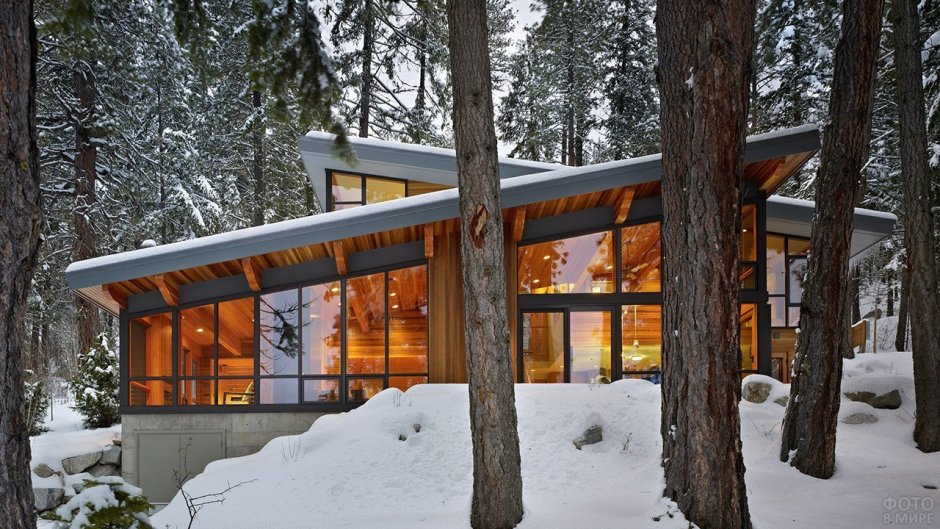 Скандинавский дом с односкатной крышей