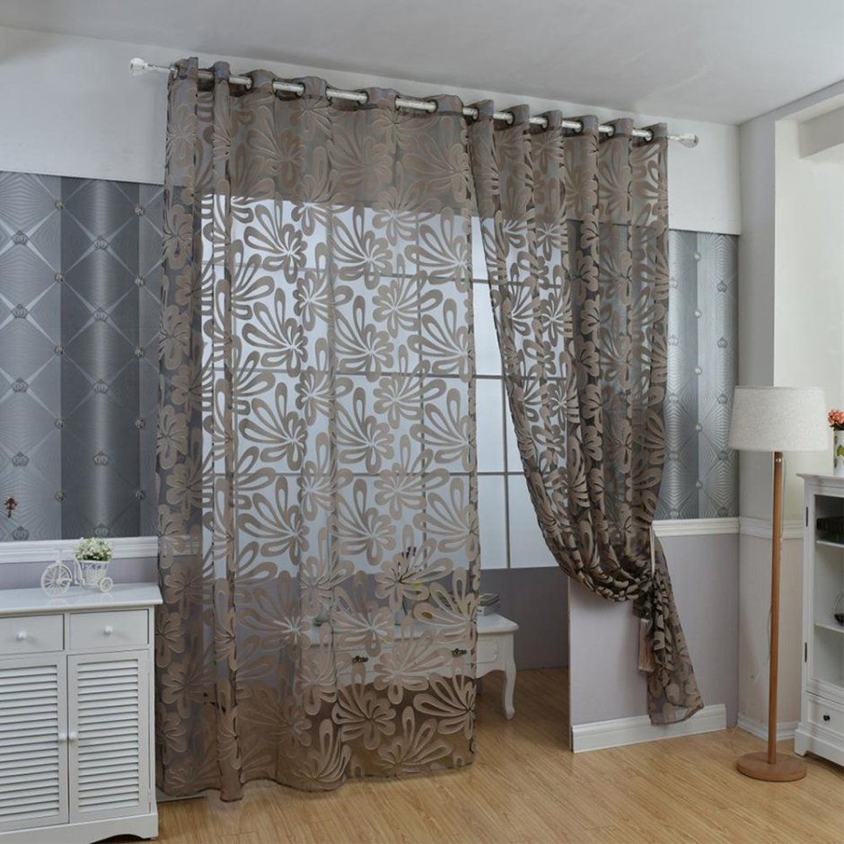 Двойные шторы на люверсах