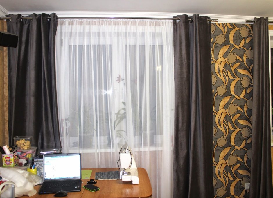 Портьеры и тюль на одной штанге