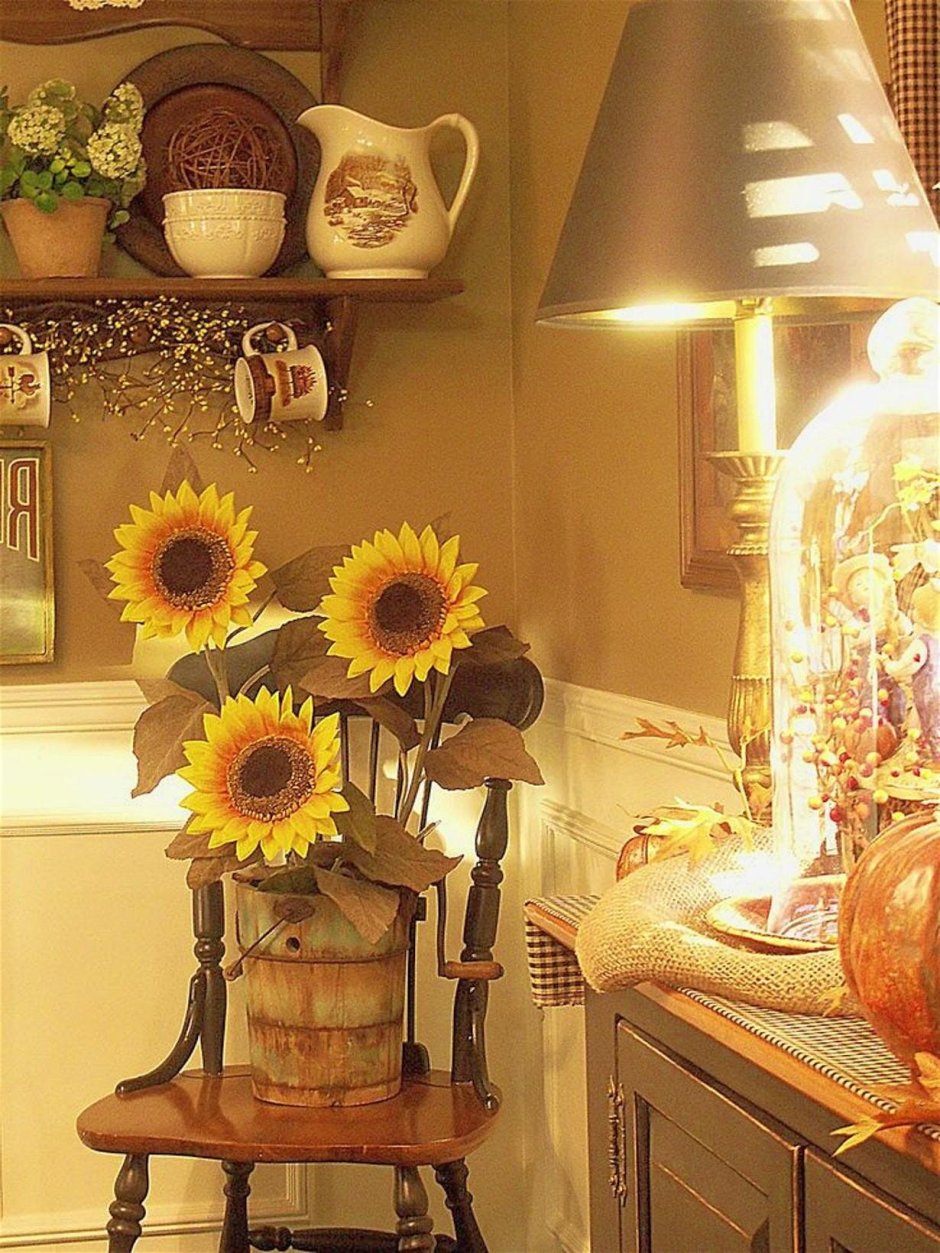 Искусственные Подсолнухи в напольной вазе