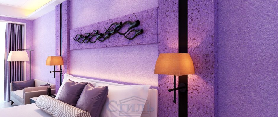 Жидкие обои в интерьере спальни