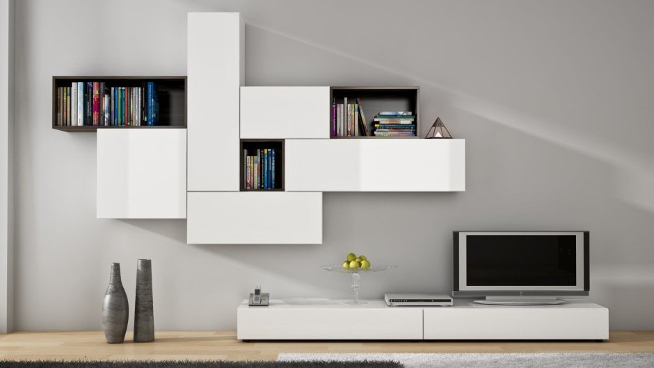 Закрытые полки в гостиную