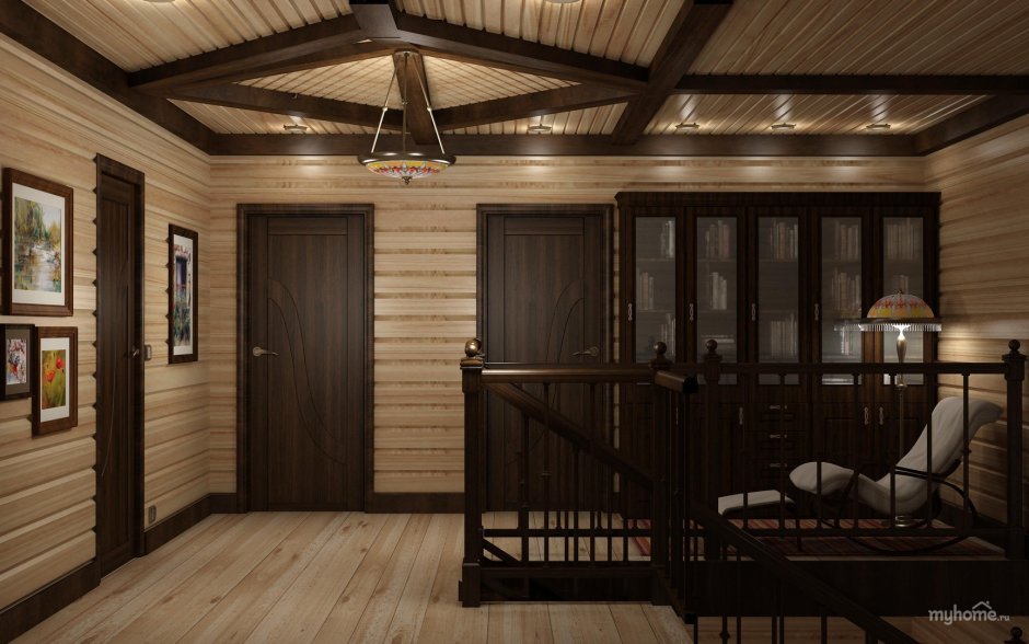 Коридор из имитации бруса
