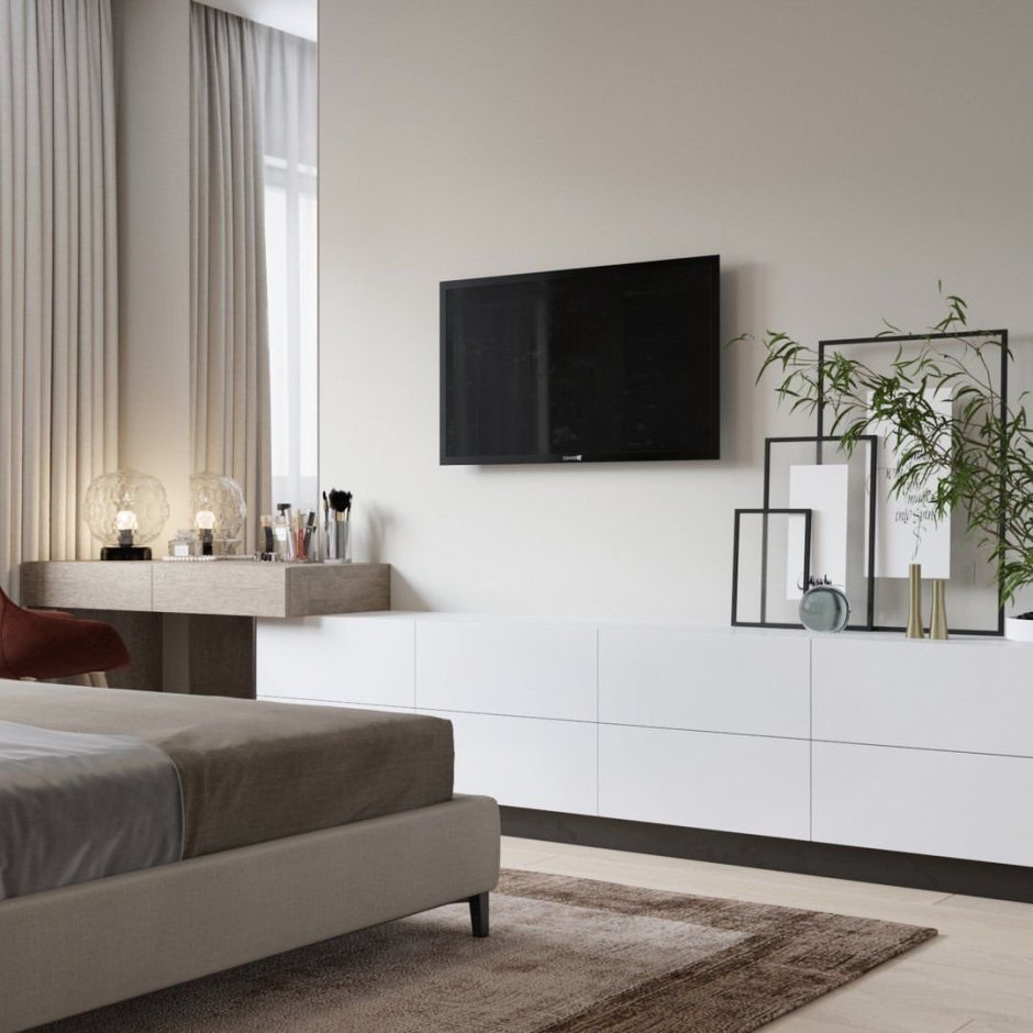 Подвесные тумбы в спальню с туалетным столиком