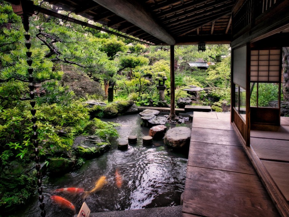 Японский дворик с водоемом
