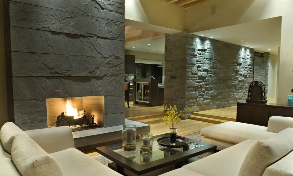 Каменная стена в интерьере