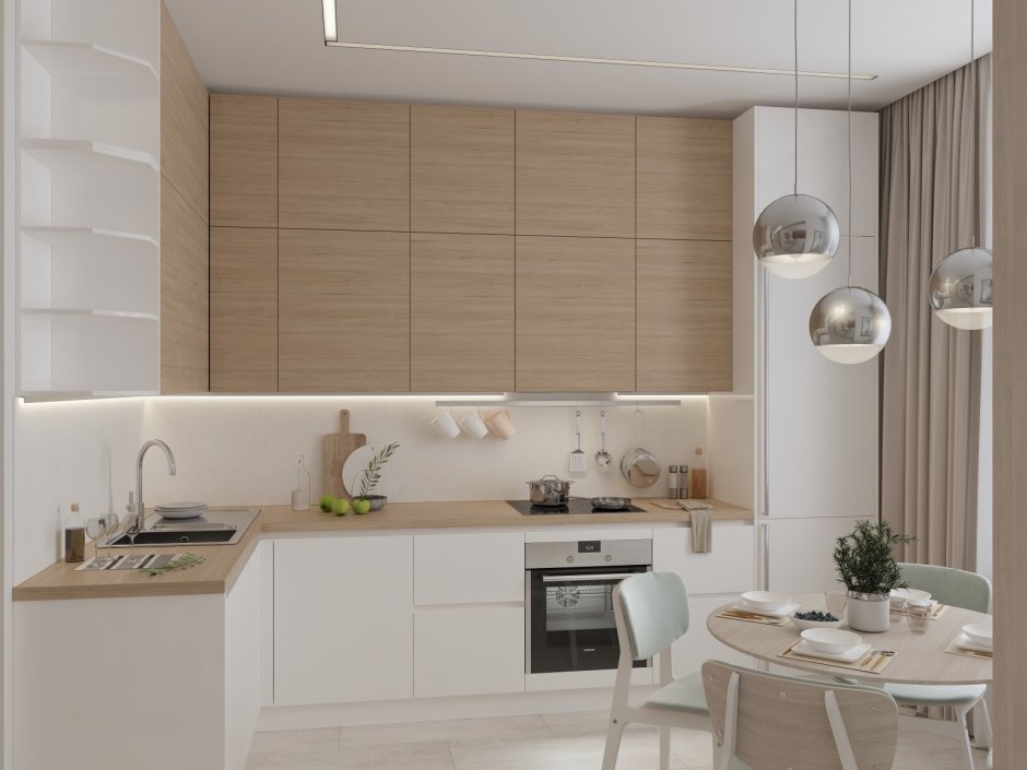 Сканди кухня серая