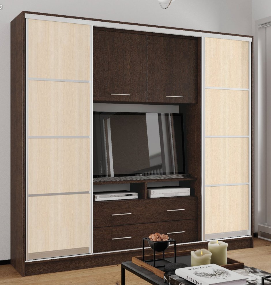 Шкаф купе с нишей под ТВ Валерия 2800