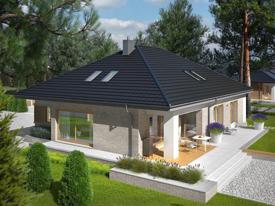 Одноэтажный дом 120кв с террасой