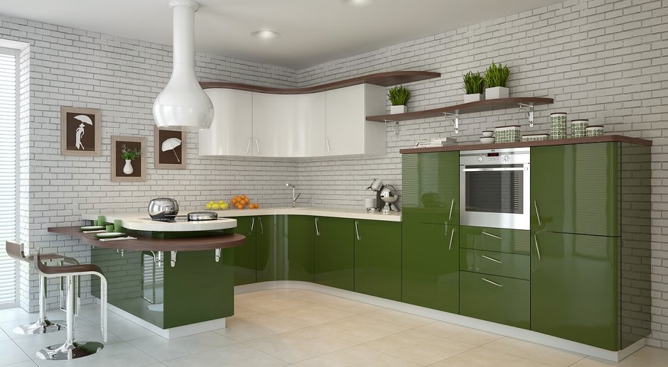 Кухня в зеленых тонах