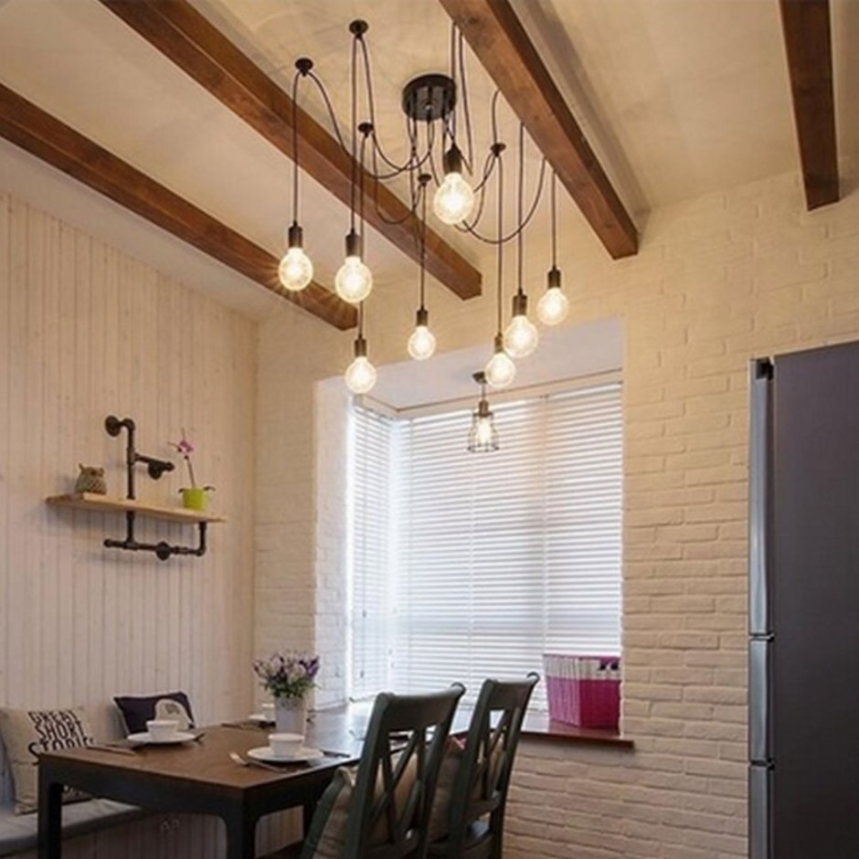 Деревянная балка светильник