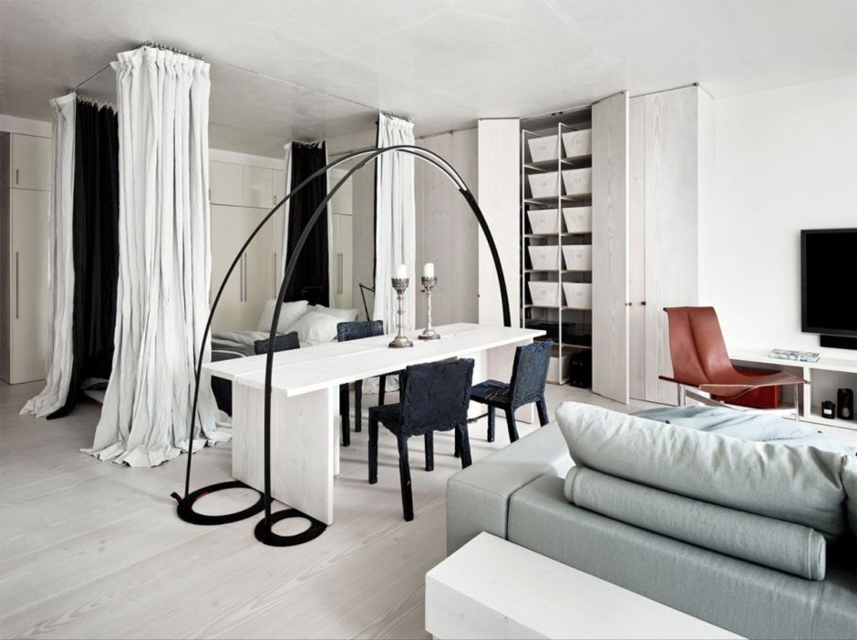 Зонирование шторами