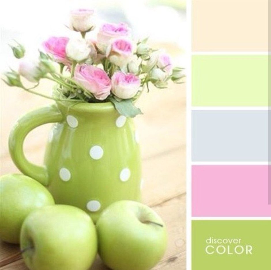 Сочетание цветов розовый и зеленый