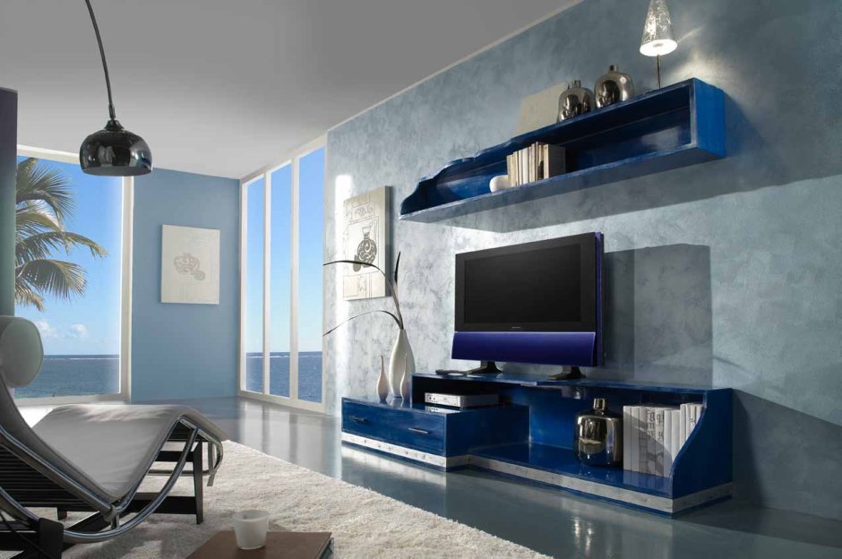 Тумба под телевизор синяя