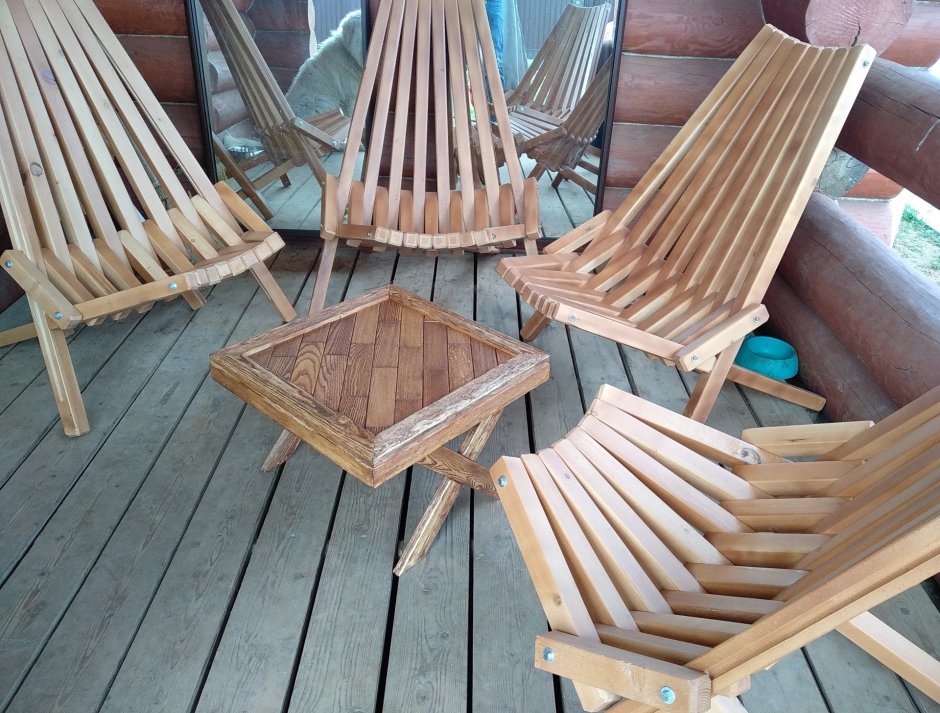 Стул деревянный из реек из дерева