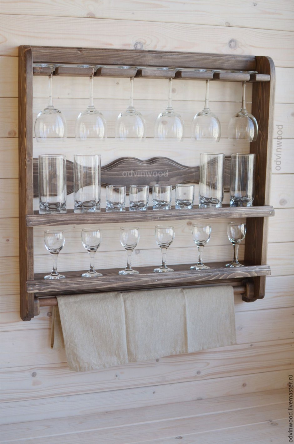 Полка для посуды настенная деревянная