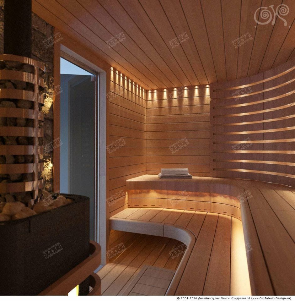 Интерьер сауны в загородном доме