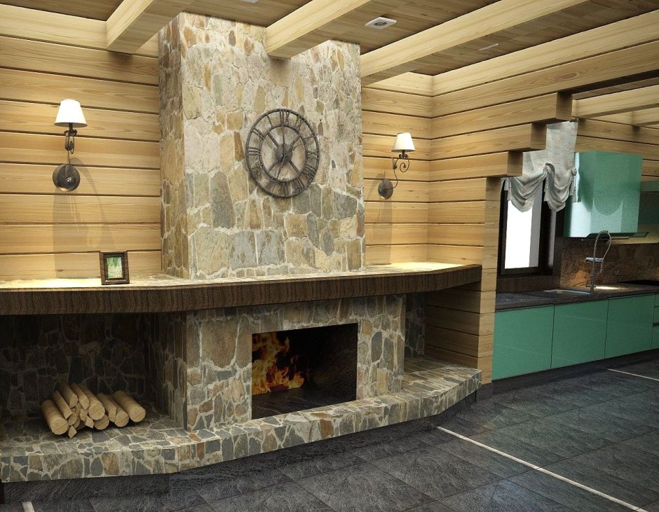 Камин в бане