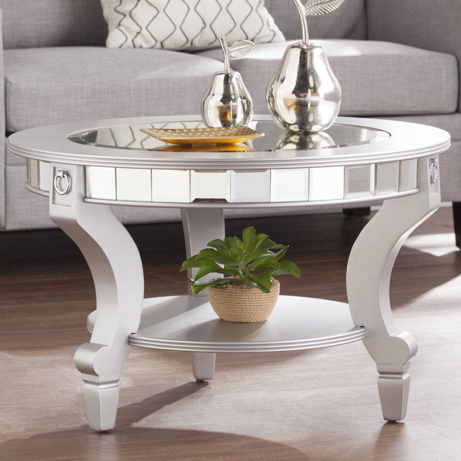 Круглый стеклянный стол Троя 18 прозрачный c белым подстольем (900х900)